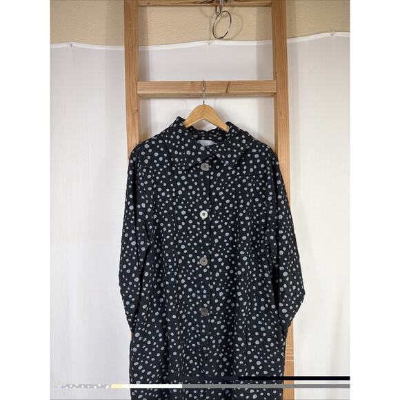 Chalet USA Black White Polka Dot Button Down Pockets Jacket #1378 Size 1X - Picture 3 of 5